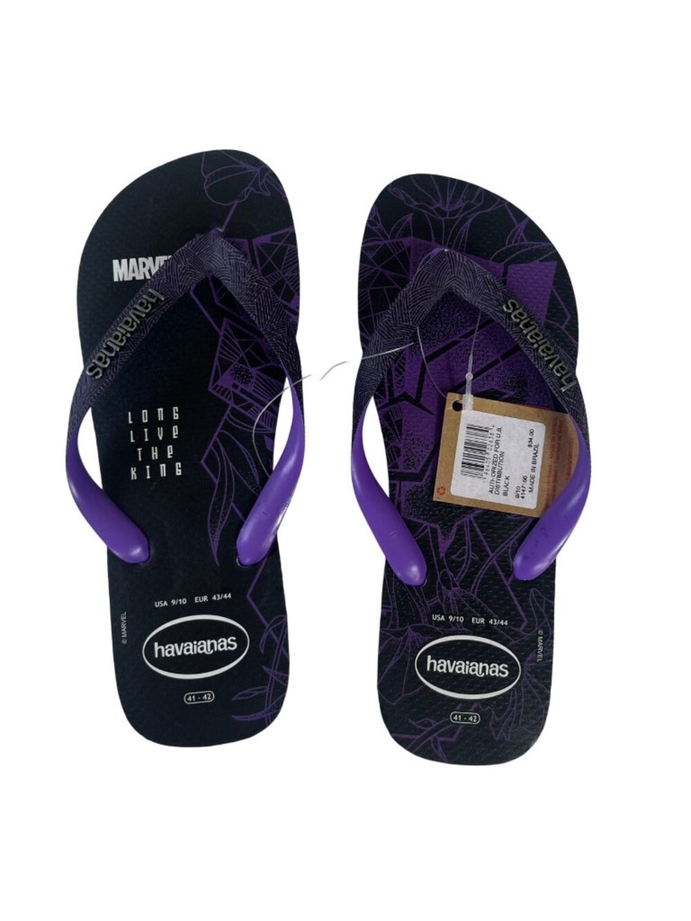 Havaianas Marvel Black Panther Flip Flops Sandals Mens Size 9/10 Purple New